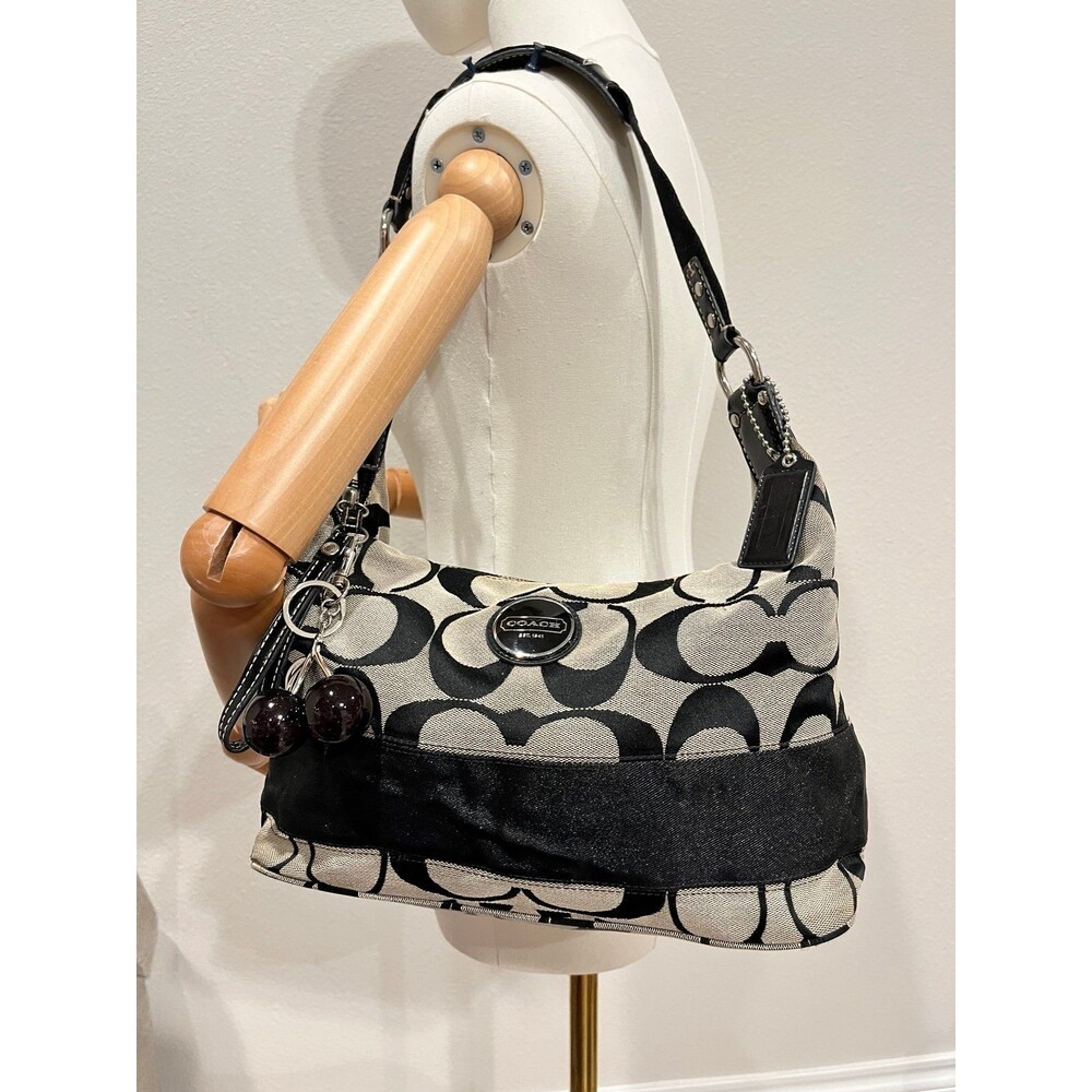 Coach Signature stripe hobo bag
